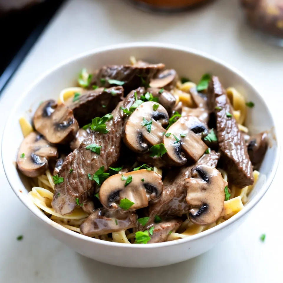 Für dieses Rezept brauchen Sie: - 450 g Rindfleisch (z. B. Sirloin), in dünne Streifen geschnitten - 1 Esslöffel Olivenöl - 1 mittlere Zwiebel, gewürfelt - 3 Knoblauchzehen, fein gehackt - 225 g Champignons, in Scheiben geschnitten (Cremini oder weiße) - 240 ml Rinderbrühe - 240 g Eiernudeln Diese Zutaten machen das Gericht herzhaft und lecker. Das Rindfleisch gibt den Grundgeschmack und die Brühe sorgt für eine reiche Basis. Die Zwiebel und der Knoblauch fügen Aromen hinzu, die das Gericht lebendig machen. Für den extra Geschmack benötigen Sie: - 2 Teelöffel Worcestershire-Sauce - 1 Esslöffel Dijon-Senf - 1 Teelöffel getrockneter Thymian - Salz und Pfeffer nach Geschmack Diese Gewürze sind wichtig. Die Worcestershire-Sauce bringt Tiefe, der Senf gibt einen leichten Kick. Thymian sorgt für einen frischen, kräuterigen Geschmack. Um das Gericht zu vervollständigen, verwenden Sie: - 2 Esslöffel Allzweckmehl (optional, zum Andicken) - Frische Petersilie, gehackt (zum Garnieren) Die Eiernudeln sind eine tolle Ergänzung zu diesem Gericht. Sie nehmen die Sauce gut auf. Die Petersilie macht das Essen frisch und schön. {{ingredient_image_2}} Zuerst schneide das Rindfleisch in dünne Streifen. Ich benutze gerne Sirloin. Es hat einen tollen Geschmack. Erwärme den Instant Pot und stelle ihn auf 'Sauté'. Füge einen Esslöffel Olivenöl hinzu. Wenn das Öl heiß ist, kannst du die Rindfleischstreifen dazugeben. Würze sie mit Salz und Pfeffer. Brate das Fleisch für etwa 5 Minuten, bis es schön gebräunt ist. Nimm das Fleisch dann aus dem Topf und stelle es beiseite. Im gleichen Topf fügst du die gewürfelte Zwiebel hinzu. Brate sie 3 bis 4 Minuten an, bis sie glasig ist. Dann kommen die fein gehackten Knoblauchzehen dazu. Rühre gut um. Füge die in Scheiben geschnittenen Champignons hinzu. Koche alles für 2 bis 3 Minuten, bis die Pilze weich sind. Jetzt ist es Zeit, den Topf abzulöschen. Gieße die Rinderbrühe hinein und kratzen mit einem Holzlöffel den Boden des Topfes ab. Das bringt viel Geschmack. Rühre dann die Worcestershire-Sauce, den Dijon-Senf und den getrockneten Thymian ein. Gib das angebratene Rindfleisch zurück in den Topf und vermische alles gut. Verschließe den Deckel des Instant Pots. Stelle ihn auf 'Manuell'-Druckmodus und koche für 10 Minuten. Nach dem Kochen lasse den Druck 5 Minuten lang natürlich ab. Danach kannst du den restlichen Druck schnell freigeben. Während das Rindfleisch kocht, bereite die Eiernudeln nach Packungsanweisung zu. Lass sie abtropfen und stelle sie beiseite. So sind sie bereit, wenn das Gulasch fertig ist. Öffne den Deckel, wenn der Druck abgelassen ist. Rühre den Schmand gut ein. Wenn du eine dickere Sauce möchtest, mische das Mehl mit einem Esslöffel Wasser zu einem Slurry. Füge es der Mischung hinzu und rühre, bis die Sauce eindickt. Füge die gekochten Eiernudeln vorsichtig in das Rindergulasch ein. Passe die Würze mit Salz und Pfeffer nach Geschmack an. Serviere das Gericht heiß, garniert mit frisch gehackter Petersilie. Um den besten Geschmack zu erreichen, braten Sie das Rindfleisch gut an. Das Karamellisieren gibt dem Gulasch Tiefe. Nutzen Sie frische Kräuter, wenn möglich. Frischer Thymian oder Petersilie verstärken den Geschmack. Auch die Rinderbrühe spielt eine wichtige Rolle. Verwenden Sie eine hochwertige oder hausgemachte Brühe. Dies bringt mehr Aroma in das Gericht. Um Überkochen zu vermeiden, stellen Sie den Druck auf die richtige Zeit ein. Sehen Sie auf die Anleitung Ihres Instant Pots. Lassen Sie den Druck nach dem Kochen natürlich ab. Das verhindert, dass die Sauce zu dünn wird. Achten Sie auch darauf, nicht zu viel Flüssigkeit hinzuzufügen. 240 ml Rinderbrühe sind ausreichend für diese Menge Fleisch. Um die perfekte Sauce zu erhalten, fügen Sie den Schmand nach dem Kochen hinzu. Rühren Sie gut, damit er sich gleichmäßig verteilt. Wenn die Sauce zu dünn ist, verwenden Sie eine Mischung aus Mehl und Wasser. Dies hilft, die Sauce zu verdicken. Geben Sie es langsam hinzu und rühren Sie ständig, bis die gewünschte Konsistenz erreicht ist. Garnieren Sie das Gericht mit frischer Petersilie für eine schöne Präsentation. Pro Tipps Fleisch anbraten: Das Anbraten des Rindfleischs vor dem Druckkochen verstärkt den Geschmack und sorgt für eine schöne Textur. Zwiebeln glasig dünsten: Das langsame Anbraten der Zwiebeln bis sie glasig sind, bringt die Süße hervor und verbessert den Gesamtgeschmack des Gerichts. Druckentlastung: Die natürliche Druckentlastung für 5 Minuten zu lassen, sorgt dafür, dass das Fleisch zart bleibt und die Aromen sich gut entfalten können. Schmand gut einrühren: Um eine cremige Konsistenz zu erzielen, sollte der Schmand gut in die Sauce eingerührt werden, während der Topf noch warm ist. {{image_4}} Wenn du eine vegetarische Variante des Rindergulasch probieren möchtest, gibt es viele tolle Optionen. Anstelle von Rindfleisch kannst du zum Beispiel Tofu oder Seitan verwenden. Diese beiden Zutaten nehmen die Aromen gut auf. Du kannst auch mehr Gemüse hinzufügen. Versuche, Karotten, Paprika oder Zucchini zu verwenden. Diese sorgen für mehr Farbe und Geschmack. Die Zubereitung bleibt gleich, du musst einfach das Fleisch ersetzen. Wenn du keine Eiernudeln verwenden möchtest, gibt es viele Alternativen. Du kannst Reis oder Quinoa als Beilage nehmen. Diese Optionen sind leicht und sättigend. Auch Zoodles, also Zucchini-Nudeln, sind eine tolle Wahl. Sie sind gesund und bringen frische Aromen ins Gericht. Koche die Beilage einfach nach Anleitung, während das Gulasch im Instant Pot kocht. Um das Gulasch nach deinem Geschmack zu variieren, kannst du die Gewürze anpassen. Füge Paprika für eine rauchige Note hinzu. Oder probiere frische Kräuter wie Thymian und Rosmarin. Auch ein Hauch von Chili kann dem Gericht einen scharfen Kick geben. Experimentiere mit den Gewürzen, um neue Geschmäcker zu entdecken. So machst du das Gericht immer wieder spannend! Um übrig gebliebenes Rindergulasch richtig zu lagern, lassen Sie es zuerst auf Raumtemperatur abkühlen. Füllen Sie das Gulasch dann in luftdichte Behälter. Achten Sie darauf, die Behälter gut zu verschließen. So bleibt das Gericht frisch und lecker. Sie können das Gulasch bis zu drei Tage im Kühlschrank aufbewahren. Wenn Sie das Gulasch aufwärmen möchten, gibt es zwei einfache Wege. In der Mikrowelle geben Sie das Gulasch in eine mikrowellengeeignete Schüssel. Decken Sie die Schüssel mit einem Mikrowellen-Deckel oder einem feuchten Papiertuch ab. Erwärmen Sie es in 1-2 Minuten Intervallen, bis es heiß ist. Für das Aufwärmen auf dem Herd geben Sie das Gulasch in einen Topf. Erwärmen Sie es bei mittlerer Hitze und rühren Sie regelmäßig um. Fügen Sie bei Bedarf etwas Brühe hinzu, um die Sauce cremig zu halten. Im Kühlschrank bleibt Ihr Rindergulasch in einem luftdichten Behälter bis zu drei Tage frisch. Wenn Sie das Gulasch länger aufbewahren möchten, können Sie es einfrieren. Füllen Sie es in gefriergeeignete Behälter oder Beutel. Achten Sie darauf, so viel Luft wie möglich zu entfernen. Im Gefrierfach hält es sich bis zu drei Monate. Wenn Sie es auftauen möchten, lassen Sie es einfach über Nacht im Kühlschrank stehen oder verwenden Sie die Mikrowelle. Die Zubereitungszeit beträgt etwa 15 Minuten. Das Kochen im Instant Pot dauert 10 Minuten. Dazu kommen 5 Minuten für die Druckentlastung. Insgesamt sind es also rund 35 Minuten von Anfang bis Ende. Ja, Sie können auch Hähnchen oder Schweinefleisch nutzen. Diese Fleischsorten müssen jedoch kürzer kochen. Passen Sie die Kochzeit an, um zartes Fleisch zu erhalten. Eiernudeln sind eine häufige Beilage. Sie können auch Reis oder Kartoffeln verwenden. Ein frischer Salat passt gut dazu und bringt Frische ins Gericht. Ja, das Gericht eignet sich hervorragend für Meal Prep. Sie können es in Portionen aufteilen und im Kühlschrank lagern. So haben Sie schnell eine leckere Mahlzeit zur Hand. Ja, Sie können das Rindergulasch auch in einem normalen Topf zubereiten. Braten Sie das Fleisch an und fügen Sie die restlichen Zutaten hinzu. Lassen Sie alles bei niedriger Hitze köcheln, bis das Fleisch zart ist. Zusammengefasst haben wir die Zutaten und Zubereitung für Instant Pot Rindergulasch behandelt. Sie haben nun die Schritte zur perfekten Sauce und die besten Tipps, um Geschmack und Textur zu verbessern. Egal, ob Sie die traditionelle Variante oder eine vegetarische Option wählen, Gulasch ist vielseitig. Aufbewahrungshinweise helfen Ihnen, Reste richtig zu handhaben. Genießen Sie das Kochen und die köstlichen Ergebnisse, die dieses Gericht bringt!