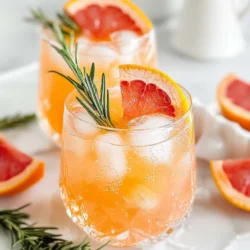 - 1 große Grapefruit, ausgepresst - 2 Esslöffel Honig oder Agavensirup - 1 Zweig frischer Rosmarin Die Hauptzutaten stehen im Mittelpunkt des Rezepts. Die Grapefruit bringt einen frischen, leicht bitteren Geschmack. Sie ist reich an Vitaminen und Antioxidantien. Der Honig oder Agavensirup sorgt für die nötige Süße. Dies macht den Drink angenehm, ohne zu süß zu sein. Frischer Rosmarin fügt ein erdiges Aroma hinzu. Er hebt den Geschmack und macht das Getränk besonders. - 2 Tassen Sprudelwasser - Eiswürfel - Grapefruitscheiben zur Dekoration Die Zusätze machen das Getränk spritzig und erfrischend. Sprudelwasser bringt die Kohlensäure, die den Spritzer lebendig macht. Eiswürfel halten das Getränk schön kühl. Die Grapefruitscheiben zur Dekoration sind nicht nur hübsch, sie verstärken auch das Aroma. Diese Kombination bringt Frische in jeden Schluck und macht den Grapefruit Rosemary Spritzer zu einem perfekten Sommergetränk. {{ingredient_image_2}} Um den Grapefruit-Sirup zu machen, gebe den frisch gepressten Grapefruitsaft und den Honig in einen kleinen Kochtopf. Erhitze die Mischung bei mittlerer Temperatur. Rühre, bis sich der Honig vollständig aufgelöst hat. Dies sorgt für einen leckeren Sirup. Nimm den Topf vom Herd und lasse den Sirup auf Raumtemperatur abkühlen. Nimm den frischen Rosmarinzweig und bruise ihn leicht. Das bedeutet, du klopfst ihn vorsichtig mit der Rückseite eines Messers oder einem Nudelholz. Dies setzt die ätherischen Öle frei und verstärkt den Geschmack. Jetzt kombinierst du die vorbereitete Mischung aus Grapefruit-Sirup und bruised Rosmarin in einem großen Servierkrug. Fülle deine Gläser mit Eiswürfeln. Gieße dann den Spritzer über das Eis. Dadurch bleibt der Drink schön kühl. Dekoriere jedes Glas mit einer Scheibe Grapefruit und einem Zweig frischem Rosmarin. Das sieht nicht nur toll aus, sondern schmeckt auch fantastisch. - Alternativen zu Honig oder Agavensirup: Du kannst auch Zucker oder Stevia verwenden. Diese Optionen bieten dir verschiedene Süße. Wenn du keinen Honig magst, probiere auch Ahornsirup. - Anpassung der Süße nach Geschmack: Taste den Sirup nach dem Kochen. Wenn er dir nicht süß genug ist, füge mehr Süßstoff hinzu. Erinner dich, die Balance ist wichtig. - Ansprechende Garniturideen: Verwende frische Grapefruitscheiben. Ein Rosmarinzweig macht das Getränk hübsch. Du kannst auch Minzblätter für einen anderen Look verwenden. - Verwendung von hochwertigen Gläsern: Klare Gläser zeigen die Farben gut. Du kannst auch Gläser mit einem coolen Design wählen. So sieht der Drink noch besser aus. - Beste Zeiten für den Genuss: Dieser Spritzer passt gut zu warmen Tagen. Erfrische dich nach einem langen Tag. Er ist auch toll für Feiern oder Brunch. - Kombination mit Snacks oder Gerichten: Serviere ihn mit leichten Snacks. Käseplatten oder frische Früchte passen super. Auch leichte Salate sind eine gute Wahl. Pro Tipps Grapefruit vorbereiten: Wähle eine reife Grapefruit aus, um den besten Saft und Geschmack zu erhalten. Eine frische Grapefruit sorgt für einen intensiveren und erfrischenden Geschmack in deinem Spritzer. Honig auflösen: Um sicherzustellen, dass der Honig gut im Saft gelöst wird, kann es hilfreich sein, ihn in warmem Wasser aufzulösen, bevor du ihn zum Grapefruitsaft gibst. Rosmarin intensivieren: Wenn du den Rosmarin leicht andrückst, setzt du die ätherischen Öle frei, die den Geschmack deines Spritzers bereichern. Lasse den Rosmarin einige Minuten im Sirup ziehen, um noch mehr Aroma zu fördern. Kohlensäure bewahren: Rühre vorsichtig, wenn du das Sprudelwasser hinzufügst, um die Kohlensäure zu erhalten. Dies sorgt dafür, dass dein Spritzer schön spritzig und erfrischend bleibt. {{image_4}} Du kannst andere Zitrusfrüchte verwenden. Limetten oder Orangen passen gut dazu. Diese Früchte bringen frische Aromen. Sie machen den Spritzer noch bunter und interessanter. Kombiniere Grapefruit mit Beeren. Himbeeren oder Erdbeeren fügen Süße hinzu. Die Kombination von Zitrusfrüchten und Beeren ist köstlich. Füge andere Kräuter hinzu. Minze oder Basilikum machen den Drink frisch. Diese Kräuter verleihen deinem Spritzer einen neuen Geschmack. Mixe mit verschiedenen Limonaden. Zitronenlimonade oder Ingwerbier sind tolle Optionen. Sie bringen eine spritzige Note in dein Getränk. Für den Winter kannst du warme Grapefruit-Spritzer machen. Erhitze den Sirup mit Gewürzen wie Zimt. Das gibt eine gemütliche Note. In den Sommermonaten sind Kräuter-Varianten ideal. Verwende frischen Dill oder Thymian. Diese Kräuter passen gut zu Sommerfrüchten. Sie machen den Spritzer leicht und erfrischend. Um den Grapefruit-Sirup frisch zu halten, bewahre ihn in einem sauberen Glasbehälter auf. Achte darauf, dass der Behälter gut verschlossen ist. So bleibt der Geschmack stark. Im Kühlschrank hält der Sirup bis zu einer Woche. Überprüfe immer, ob der Sirup noch frisch riecht, bevor du ihn benutzt. Für Partys ist es praktisch, den Sirup im Voraus zuzubereiten. Du kannst ihn einen Tag vorher machen. Lagere ihn im Kühlschrank, um die Frische zu bewahren. So hast du weniger Stress, wenn Gäste kommen. Wenn du die Mischung für mehrere Spritzer machst, ist das eine tolle Zeitersparnis. Frisch zubereitete Spritzer schmecken am besten. Die Kohlensäure verliert schnell ihre Spritzigkeit. Um die Spritzigkeit zu erhalten, mische den Sirup und das Sprudelwasser erst kurz vor dem Servieren. So bleibt der Drink spritzig und erfrischend. Vermeide es, das Sprudelwasser zu lange im Sirup stehen zu lassen. Der Grapefruit-Sirup hält im Kühlschrank etwa eine Woche. Lagere ihn in einem sauberen Glas. Achte darauf, den Sirup gut zu verschließen. So bleibt er frisch und lecker. Ja, das kannst du! Für eine alkoholische Variante füge Wodka oder Gin hinzu. Diese Spirituosen passen gut zu Grapefruit. Du kannst auch Prosecco verwenden, um einen spritzigen Cocktail zu kreieren. Ja, dieser Drink ist gesund! Grapefruits sind reich an Vitamin C. Sie helfen, dein Immunsystem zu stärken. Rosmarin hat viele Antioxidantien. Er kann auch die Verdauung fördern. Diese Zutaten machen den Spritzer zu einem erfrischenden Genuss. Das Rezept stammt aus der kreativen Mixologie. Die Kombination von Grapefruit und Rosmarin ist beliebt. Viele Menschen schätzen den frischen Geschmack. Der Spritzer ist eine tolle Wahl für warme Tage oder besondere Anlässe. Die Zubereitung eines Grapefruit Rosemary Spritzers ist einfach und macht Spaß. Du brauchst frischen Grapefruitsaft, Honig und Rosmarin. Wir haben auch über Variationen und Präsentation gesprochen, um deinen Drink besonders zu machen. Denke daran, den Sirup richtig zu lagern, damit er frisch bleibt. Probiere es aus und kreiere deine eigene Variante. Es ist eine köstliche Erfrischung, die perfekt für jeden Anlass ist. Viel Freude beim Mixen!