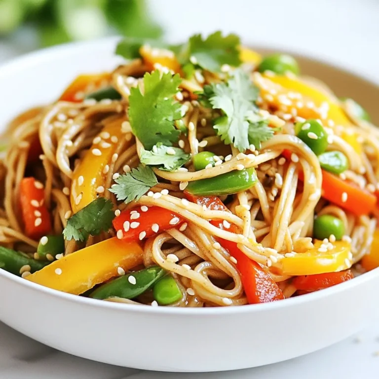 Für die Sesam Ingwer Soba-Nudel-Bowl benötigst du folgende Zutaten: - 200g Soba-Nudeln - 1 Esslöffel Sesamöl - 2 Esslöffel Sojasauce - 1 Esslöffel frischer Ingwer, gerieben - 1 Esslöffel Honig (oder Ahornsirup für eine vegane Option) - 1 Esslöffel Reisessig - 1 Tasse gemischtes Gemüse (z.B. Paprika, Karotten und Zuckerschoten) - 1 Frühlingszwiebel, in Ringe geschnitten - 1 Esslöffel Sesamsamen - Frischer Koriander zum Garnieren - Salz und Pfeffer nach Geschmack Frische Zutaten machen den Unterschied. Wähle die besten Soba-Nudeln, die du finden kannst. Achte darauf, dass das Gemüse knackig ist. Kaufe es am besten auf dem Markt. Frischer Ingwer sorgt für mehr Geschmack. Verwende gutes Sesamöl; es gibt dem Gericht Tiefe. Hochwertige Sojasauce hebt den Umami-Geschmack. Das macht dein Essen köstlicher. Für eine vegane Option kannst du Honig durch Ahornsirup ersetzen. Das gibt der Sauce eine süße Note. Soba-Nudeln sind oft nicht glutenfrei. Du kannst sie durch Reisnudeln ersetzen. Diese haben eine ähnliche Textur und schmecken gut. So hast du eine leckere und gesunde Bowl, die jeder genießen kann. {{ingredient_image_2}} Kochen Sie die Soba-Nudeln nach den Anweisungen auf der Verpackung. Dies dauert in der Regel etwa 5-7 Minuten. Achten Sie darauf, sie al dente zu garen. Wenn sie fertig sind, gießen Sie das Wasser ab. Spülen Sie die Nudeln dann unter kaltem Wasser. Dies stoppt den Kochprozess und verhindert, dass sie kleben. Stellen Sie die Nudeln beiseite. Nehmen Sie eine kleine Schüssel. Geben Sie 1 Esslöffel Sesamöl, 2 Esslöffel Sojasauce, 1 Esslöffel frisch geriebenen Ingwer, 1 Esslöffel Honig und 1 Esslöffel Reisessig hinein. Mischen Sie alles gut mit einem Schneebesen. Sie möchten eine glatte Sauce ohne Klumpen. Diese Sauce gibt dem Gericht einen tollen Geschmack. Erhitzen Sie eine beschichtete Pfanne bei mittlerer Hitze. Fügen Sie 1 Tasse gemischtes Gemüse hinzu. Ich empfehle Paprika, Karotten und Zuckerschoten. Braten Sie das Gemüse 3-4 Minuten an. Es sollte zart, aber knackig sein. Würzen Sie mit Salz und Pfeffer. Dann geben Sie die gekochten Soba-Nudeln in die Pfanne. Gießen Sie die Ingwer-Sesam-Sauce darüber. Mischen Sie alles vorsichtig. Erhitzen Sie es 2-3 Minuten lang. Nehmen Sie die Pfanne vom Herd. Streuen Sie 1 Frühlingszwiebel und 1 Esslöffel Sesamsamen darüber. Servieren Sie die Nudel-Bowl in Schalen. Garnieren Sie mit frischem Koriander. Kochen Sie die Soba-Nudeln genau nach den Anweisungen auf der Verpackung. Achten Sie darauf, sie al dente zu kochen. Das bedeutet, sie sollten weich, aber noch etwas fest sein. Nach dem Abgießen spülen Sie die Nudeln unter kaltem Wasser ab. Das stoppt den Kochprozess und verhindert, dass sie zusammenkleben. Ein kleiner Spritzer Sesamöl hilft auch, die Nudeln geschmeidig zu halten. Um den Geschmack Ihrer Nudel-Bowl zu verbessern, können Sie frische Zutaten hinzufügen. Ein Spritzer Limettensaft bringt Frische. Koriander oder Minze verleihen einen tollen Duft. Auch ein Hauch von Knoblauch kann das Gericht aufpeppen. Experimentieren Sie mit verschiedenen Gemüsesorten, um neue Aromen zu entdecken. Trüffelöl gibt Ihrer Nudel-Bowl einen luxuriösen Geschmack. Es passt gut zu den nussigen Aromen des Sesamöls. Chili-Öl fügt eine angenehme Schärfe hinzu. Stellen Sie kleine Schalen mit diesen Ölen bereit, damit jeder nach Belieben nachwürzen kann. So machen Sie das Gericht noch interessanter und persönlicher. Pro Tipps Frisches Gemüse wählen: Verwenden Sie frisches, saisonales Gemüse für den besten Geschmack und die beste Nährstoffdichte. Die Nudeln nicht überkochen: Achten Sie darauf, die Soba-Nudeln al dente zu kochen, um die perfekte Textur zu erreichen. Sauce anpassen: Variieren Sie die Mengen von Ingwer und Honig in der Sauce, um die Aromen nach Ihrem Geschmack zu optimieren. Variationen ausprobieren: Fügen Sie Tofu, Hühnchen oder Garnelen hinzu, um die Bowl proteinreicher zu gestalten. {{image_4}} Um die Soba-Nudel-Bowl zu variieren, können Sie verschiedene Gemüsesorten wählen. Ich empfehle: - Brokkoli - Zucchini - Spinat - Pilze Diese Gemüse geben der Bowl Farbe und Textur. Sie können auch saisonales Gemüse verwenden, um das Gericht frisch zu halten. Um die Bowl nahrhafter zu machen, fügen Sie Protein hinzu. Gut passen: - Gegrilltes Hühnchen - Tofu - Garnelen - Edamame Jede dieser Optionen bringt einen eigenen Geschmack. Wählen Sie Ihr Lieblingsprotein oder eine Mischung, um Vielfalt zu schaffen. Denken Sie an Beilagen, um die Bowl zu vervollständigen. Einige Ideen sind: - Ein frischer Salat mit Sesam-Dressing - Gedämpfter Reis - Eine Portion Miso-Suppe Diese Beilagen ergänzen die Aromen der Soba-Bowl und sorgen für eine vollwertige Mahlzeit. Sie machen das Essen sättigender und abwechslungsreicher. Wenn Sie Reste der Soba-Nudel-Bowl haben, bewahren Sie diese in einem luftdichten Behälter auf. Lassen Sie die Mischung vor dem Verstauen abkühlen. So bleibt der Geschmack frisch. Trennen Sie die Sauce vom Gemüse und den Nudeln, wenn möglich. So wird alles besser erhalten. Um die Nudeln wieder aufzuwärmen, geben Sie sie in eine Pfanne. Fügen Sie einen Spritzer Wasser oder etwas Sesamöl hinzu. Erhitzen Sie sie bei mittlerer Hitze. Rühren Sie häufig um, bis sie warm sind. Achten Sie darauf, sie nicht zu lange zu erhitzen. So bleiben sie schön zart. Im Kühlschrank bleibt die Soba-Nudel-Bowl etwa 2 bis 3 Tage frisch. Im Gefrierschrank hält sie bis zu einem Monat. Wenn Sie sie einfrieren, verwenden Sie einen gefrierfesten Behälter. Denken Sie daran, die Sauce und das Gemüse getrennt von den Nudeln zu lagern, um die beste Textur zu erhalten. Soba-Nudeln sind in der Regel etwa 1 bis 2 Jahre haltbar, wenn sie ungeöffnet sind. Nach dem Öffnen sollten Sie sie innerhalb von 6 Monaten verbrauchen. Lagern Sie sie an einem kühlen und trockenen Ort. Achten Sie darauf, das Verfallsdatum auf der Verpackung zu prüfen, um sicherzugehen. Ja, Sie können die Sauce im Voraus zubereiten. Mischen Sie einfach Sesamöl, Sojasauce, Ingwer, Honig und Reisessig in einer Schüssel. Lagern Sie die fertige Sauce in einem luftdichten Behälter im Kühlschrank. Sie bleibt dort bis zu einer Woche frisch. Vor dem Servieren sollten Sie die Sauce gut umrühren. Ja, es gibt glutenfreie Alternativen. Reisnudeln sind eine gute Wahl. Sie haben eine ähnliche Textur und sind leicht zuzubereiten. Auch Buchweizennudeln sind glutenfrei. Prüfen Sie die Verpackung, um sicher zu gehen, dass sie wirklich glutenfrei sind. Damit bleibt Ihr Gericht lecker und für alle genießbar. In diesem Artikel haben wir die besten Zutaten und Tipps für ein köstliches Soba-Nudel-Gericht besprochen. Sie lernen, frische und hochwertige Zutaten zu wählen und die Zubereitung einfach zu gestalten. Außerdem habe ich Variationen und Lagerungshinweise gegeben. Denken Sie daran, dass Sie kreativ sein können. Nutzen Sie verschiedene Gemüse und Aromen. So erstellen Sie schnell ein leckeres Essen. Viel Spaß beim Kochen und Experimentieren!