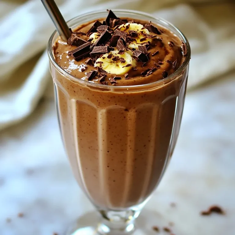 Für den perfekten Erdnussbutter Schokoladen Protein Smoothie brauchst du: - 1 reife Banane, gefroren - 2 Esslöffel natürliche Erdnussbutter - 1 Messlöffel Schokoladen-Protein-Pulver (vegan oder Whey) - 1 Tasse ungesüßte Mandelmilch (oder Milch nach Wahl) - 1 Teelöffel reiner Vanilleextrakt - Eine Prise Meersalz Diese Zutaten geben deinem Smoothie einen tollen Geschmack und viel Energie. Die gefrorene Banane sorgt für Cremigkeit. Die Erdnussbutter bringt einen nussigen Geschmack und gesunde Fette. Das Proteinpulver hilft dir, stark zu bleiben. Du kannst auch einige optionale Zutaten hinzufügen: - 1 Esslöffel Chiasamen (für Ballaststoffe) - 2 Eiswürfel (für extra Cremigkeit) Die Chiasamen geben dir mehr Ballaststoffe und sind gut für die Verdauung. Die Eiswürfel machen den Smoothie kälter und frischer. Achte darauf, frische und hochwertige Zutaten zu wählen. Wähle eine reife Banane, da sie süßer ist. Nutze natürliche Erdnussbutter ohne Zuckerzusatz. So bleibt der Smoothie gesund. Wenn du Proteinpulver wählst, achte auf eine gute Marke. Das sorgt für einen besseren Geschmack und mehr Nährstoffe. {{ingredient_image_2}} Zuerst brauchst du alle Zutaten bereit. Hol dir eine gefrorene Banane, die ist wichtig. Nimm zwei Esslöffel natürliche Erdnussbutter. Du brauchst auch einen Messlöffel Schokoladen-Protein-Pulver. Vergiss nicht eine Tasse ungesüßte Mandelmilch. Wenn du mehr Ballaststoffe willst, nimm einen Esslöffel Chiasamen. Ein Teelöffel Vanilleextrakt und eine Prise Meersalz machen den Geschmack besser. Optional kannst du zwei Eiswürfel hinzufügen für mehr Cremigkeit. Jetzt kommt der Spaß! Gib alle Zutaten in einen Mixer. Mixe sie auf hoher Geschwindigkeit. Achte darauf, dass die gefrorene Banane gut zerkleinert wird. Die Mischung sollte glatt und cremig sein. Wenn du die Eiswürfel benutzt, füge sie jetzt hinzu. Mixe erneut, bis alles gut vermischt ist. Probiere den Smoothie. Ist er dir nicht süß genug? Du kannst einen Schuss Honig oder Ahornsirup hinzufügen. Mixe noch einmal, um die Süße gut zu verteilen. Wenn du einen dickeren Smoothie willst, füge mehr Eiswürfel hinzu. Gieße den Smoothie in ein großes Glas oder ein Einmachglas. Genieße deinen leckeren und nahrhaften Erdnussbutter Schokoladen Protein Smoothie! Um einen cremigen Smoothie zu machen, sind einige Tricks wichtig. Verwende gefrorene Bananen. Sie geben dem Smoothie eine tolle Konsistenz. Die Erdnussbutter sorgt für einen reichhaltigen Geschmack. Nutze ungesüßte Mandelmilch für eine leichte Basis. Chiasamen fügen Ballaststoffe hinzu und machen die Textur noch besser. Mixe alles gut durch. Achte darauf, dass keine Klumpen bleiben. Wenn du es noch cremiger magst, füge ein paar Eiswürfel hinzu. Ein häufiger Fehler ist, zu wenig Flüssigkeit zu verwenden. Das macht den Smoothie dick und schwer zu mixen. Wenn du ihn zu lange mixt, wird er schaumig. Halte den Mixvorgang kurz, um die cremige Konsistenz zu bewahren. Achte auch darauf, die richtige Süße zu finden. Wenn du es zu süß machst, kann der Geschmack verloren gehen. Probiere immer zuerst und passe die Süße nach deinem Geschmack an. Trinke den Smoothie frisch, um den besten Geschmack zu genießen. Wenn du Reste hast, kann der Smoothie im Kühlschrank stehen. Er bleibt dort etwa 24 Stunden frisch. Schüttle ihn gut durch, bevor du ihn trinkst. Bei längerem Lagern trennt sich die Masse. Das sieht nicht gut aus, ist aber nicht schlecht. Du kannst auch eine Portion einfrieren. So hast du einen schnellen Snack für später. Pro Tipps Verwenden Sie gefrorene Bananen: Gefrorene Bananen sorgen für eine cremige Textur und kühlen den Smoothie gleichzeitig ab. Protein-Pulver auswählen: Wählen Sie ein Protein-Pulver, das zu Ihrem Ernährungsstil passt, sei es vegan oder Whey, um den besten Geschmack zu erzielen. Zusätzliche Süße: Passen Sie die Süße des Smoothies nach Ihrem Geschmack an, indem Sie Honig oder Ahornsirup hinzufügen, aber beginnen Sie mit einer kleinen Menge. Garnierung: Garnieren Sie den Smoothie mit Kakaopulver oder Schokoladenspänen für ein ansprechendes Aussehen und zusätzlichen Geschmack. {{image_4}} Du kannst verschiedene Proteinpulver benutzen. Schokoladen-Protein-Pulver ist beliebt. Wenn du vegan bist, wähle Erbsen- oder Reisprotein. Diese Optionen haben einen guten Geschmack und sind gesund. Achte darauf, dass sie ohne Zucker sind. Das sorgt für einen reinen Geschmack. Es gibt viele Wege, deinen Smoothie leckerer zu machen. Du kannst zum Beispiel einen Esslöffel Kakaopulver hinzufügen. Das gibt einen intensiveren Schokoladengeschmack. Auch eine Prise Zimt kann gut passen. Magst du es fruchtig? Probiere etwas gefrorene Beeren. Himbeeren oder Erdbeeren sind eine tolle Wahl. Sie bringen Farbe und Süße. Wenn du vegan leben möchtest, ist dieser Smoothie ideal. Benutze einfach pflanzliche Milch und veganes Proteinpulver. Alle anderen Zutaten sind schon vegan. Für Glutenfreiheit achte darauf, dass dein Proteinpulver glutenfrei ist. So kannst du ohne Sorgen genießen. Du wirst sehen, dass der Geschmack gleich bleibt. Ein Erdnussbutter Schokoladen Protein Smoothie hat viele Nährstoffe. Die gefrorene Banane gibt dir Energie. Sie enthält etwa 100 Kalorien. Die Erdnussbutter hat etwa 190 Kalorien pro zwei Esslöffel. Das Schokoladen-Protein-Pulver bringt ungefähr 120 Kalorien. Mandelmilch hat nur 30 Kalorien pro Tasse. Insgesamt kommt der Smoothie auf etwa 440 Kalorien. Hier sind die Makronährstoffe: - Eiweiß: 30 g - Fett: 16 g - Kohlenhydrate: 50 g Diese Werte können variieren, je nach Zutaten. Erdnussbutter liefert gesunde Fette und Eiweiß. Sie unterstützt deine Muskeln und hält dich lange satt. Bananen sind reich an Kalium und Ballaststoffen. Sie fördern die Herzgesundheit. Chiasamen sind optional, aber super für Ballaststoffe und Omega-3-Fette. Das macht den Smoothie noch gesünder. Die ungesüßte Mandelmilch ist eine gute Milchalternative. Sie hat weniger Kalorien und keinen Zucker. Vanilleextrakt bringt Geschmack und hat auch Antioxidantien. Diese helfen, deinen Körper zu schützen. Im Vergleich zu anderen Smoothies hat dieser hier einen hohen Eiweißgehalt. Viele Smoothies nutzen Fruchtsäfte, die viel Zucker haben. Unser Smoothie bleibt gesund, da er frische Zutaten nutzt. Er ist auch schneller gemacht als viele andere Rezepte. Ein typischer Obst-Smoothie hat oft weniger Eiweiß und mehr Zucker. Unser Rezept bietet eine tolle Balance aus Geschmack und Nährstoffen. So bleibst du fit und zufrieden. Um deinen Smoothie süßer zu machen, kannst du Honig oder Ahornsirup hinzufügen. Ein Teelöffel reicht oft aus. Du kannst auch ein paar Datteln oder eine weitere gefrorene Banane nutzen. Diese Optionen geben dir natürliche Süße. Ja, du kannst andere Früchte hinzufügen! Beeren wie Himbeeren oder Erdbeeren passen gut. Auch Mangostücke oder Pfirsiche sind lecker. Diese Früchte bringen tolle Aromen. Denke daran, die Menge des Proteinpulvers anzupassen, wenn du mehr Obst hinzufügst. Der Smoothie hält sich im Kühlschrank etwa 1 bis 2 Tage. Bewahre ihn in einem gut verschlossenen Behälter auf. Rühre ihn vor dem Trinken gut um, da sich die Zutaten setzen können. Frisch schmeckt er am besten! Die Anleitung für deinen perfekten Smoothie ist nun klar. Wir haben die besten Zutaten, die Zubereitung und wichtige Tipps behandelt. Du kannst mit Variationen spielen und die Nährwerte im Blick behalten. All diese Informationen helfen dir, leckere und gesunde Smoothies zu kreieren. Denke an die Lagerung, damit alles frisch bleibt. Viel Spaß beim Mixen und Experimentieren!